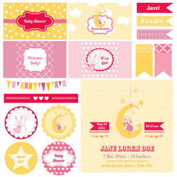 Baby Shower Decorations - Bunny Theme Vector Image