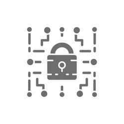 cyber lock web security cryptography grey icon vector image