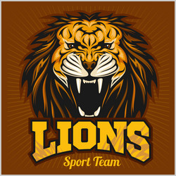 Lion Head Shield Logo Template Vector Image