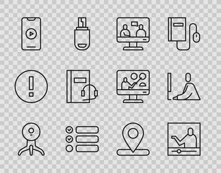 set line web camera online education task list vector image