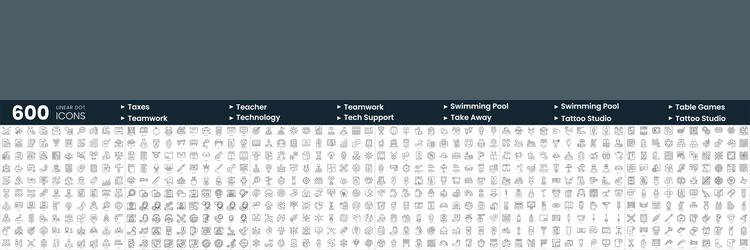 set of 600 thin line icons in this bundle include vector image
