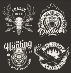 Vintage Hunting Club Crests Vector Image