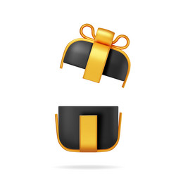 3d black gift box with gold bow vector