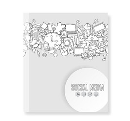 Cover report social network background with media vector