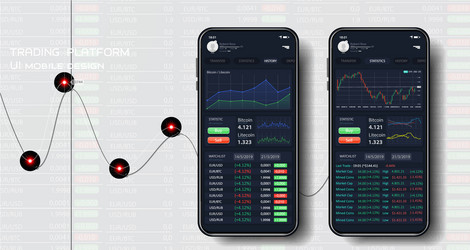 Different ui ux gui screens binary option app vector