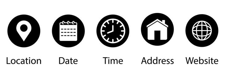 event set icons location date time address vector image