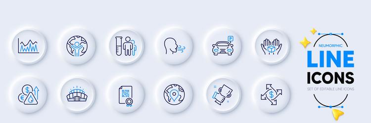 Hold box pin and qr code line icons for web app vector