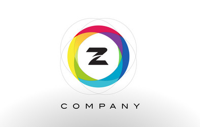 Z letter logo with rainbow circle design vector