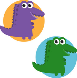 cartoon cute crocodile set vector