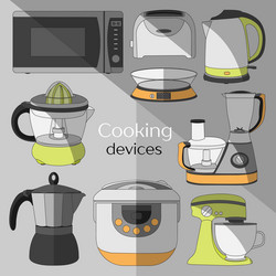 cooking devices icons set vector