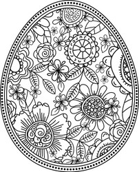 easter eggs with floral pattern for coloring book vector