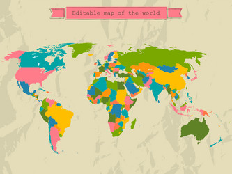 Editable world map with all countries Royalty Free Vector