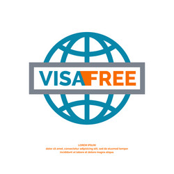 modern poster free visa with blue globe vector