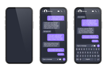 realistic smartphone with messaging app sms text vector image