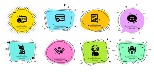 Support change card and document icons set smile vector