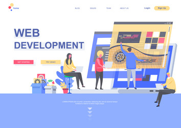 Web development flat landing page template vector