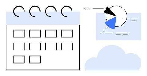 calendar with data analysis chart and cloud vector image