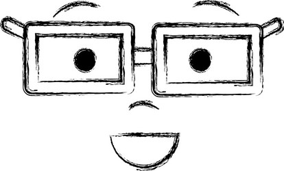 contour man face with eyes mouth nose and glases vector