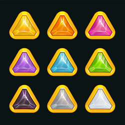 Multicolored shiny crystal assets for game design vector