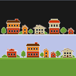 urban landscape with buildings icons vector