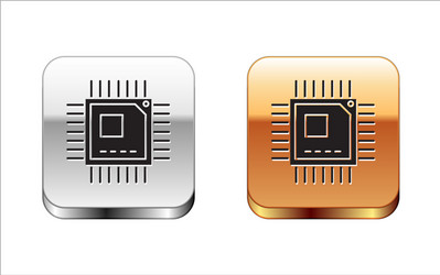 black computer processor with microcircuits cpu vector image