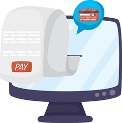 desktop with receipt ecommerce technology vector