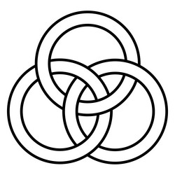 interlocking circles trinity knot symbol unity vector image