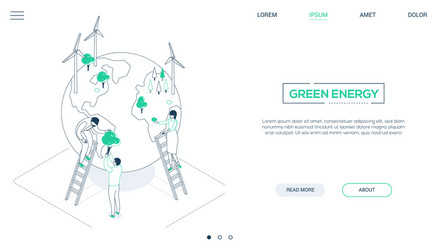 save planet - line design style isometric web vector image