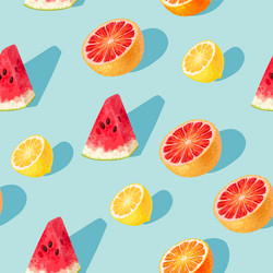 seamless pattern with grapefruit and lemon slices vector