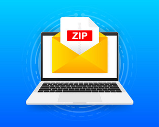 computer with envelope and zip file laptop vector