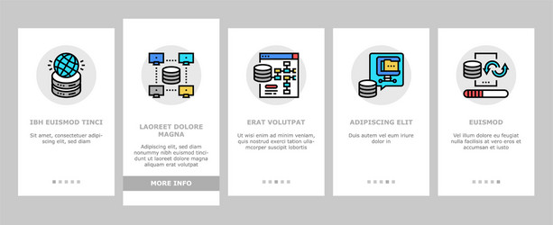 digital processing onboarding icons set vector