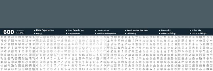 set of 600 thin line icons in this bundle include vector image