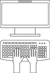 User with computer desktop vector