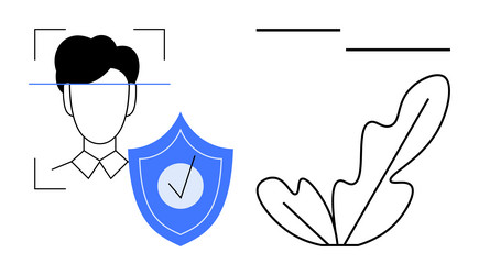 facial recognition scan with security shield vector image