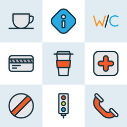 navigation icons colored line set with call vector image