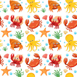 seamless pattern with various sea creatures vector image