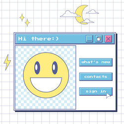 welcome window with a smile and buttons vector image