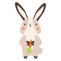 adorable bunny eating a carrot vector