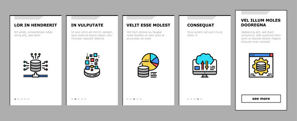 digital processing onboarding icons set vector image