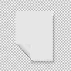 empty paper blank sheet a4 with curl corner vector image