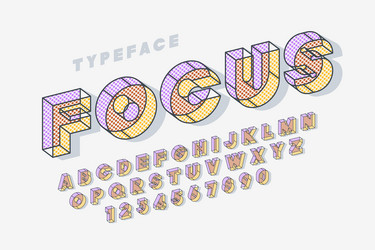linear halftone original 3d display font alphabet vector image