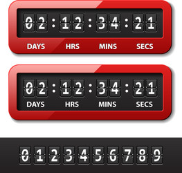 red mechanical counter - countdown timer vector image