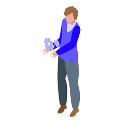 software developer holding gears representing vector image