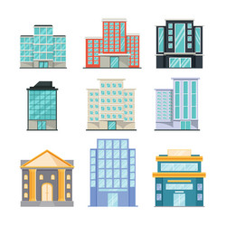 Various buildings flat design Royalty Free Vector Image