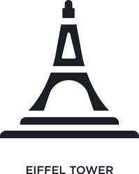 Black eiffel tower isolated icon simple element vector