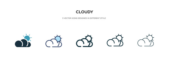 cloudy icon in different style two colored vector image