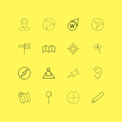 map and navigation linear icon set simple outline vector image
