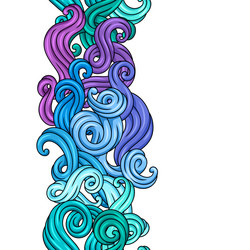 seamless pattern with wave line curls color vector image