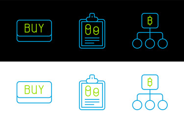 set line blockchain technology bitcoin buy button vector image