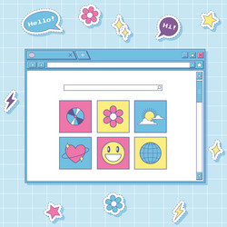 a browser window with search bar retro style vector image